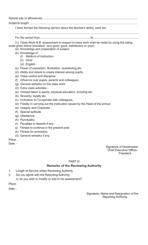 Form of Confidential Report for teaching Staff2